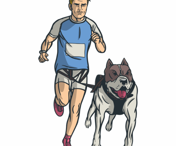 Canicross Runner and Dog - Vintage Athletic Style