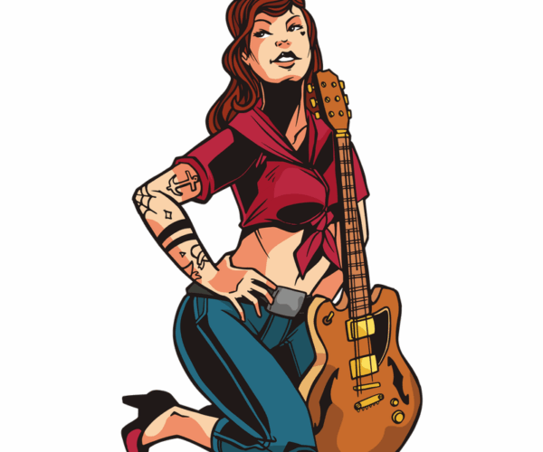 Rockabilly Guitar Girl - Vintage Pin-Up