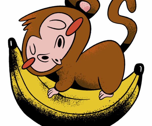 Banana-Riding Monkey - Tropical Fun