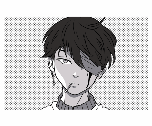 Edgy Anime Boy - Monochrome Rebel