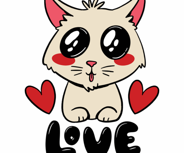 Cute Cat with Hearts - Love Edition