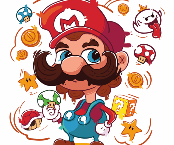 Mustachioed Mario - Retro Gaming Remix