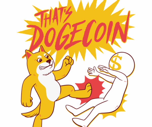 DogeCoin Kicking Dollar - Crypto Currency Humor