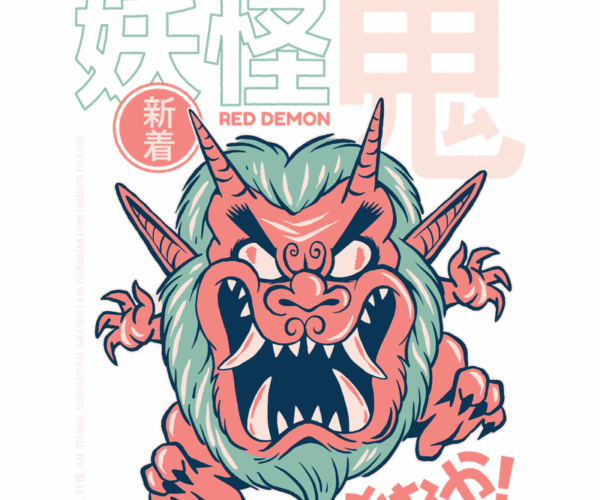 Red Demon Yokai - Japanese Folklore Spirit