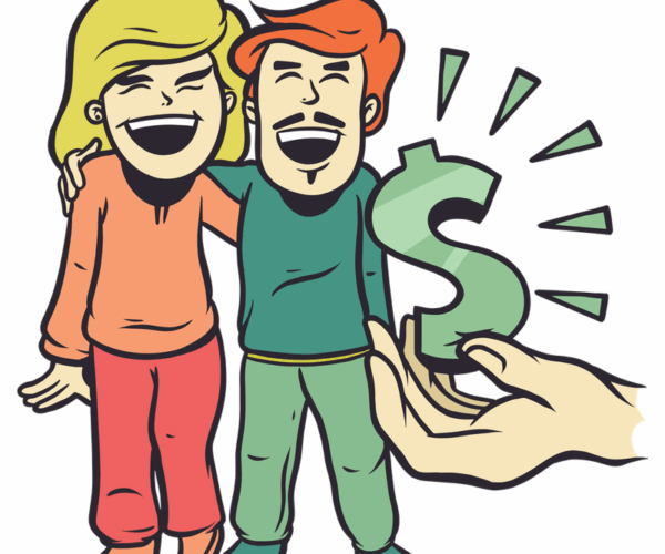 Happy Couple & Money - Financial Success Illustration