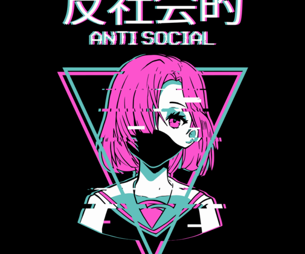 Antisocial Anime Girl - Glitch Art Style