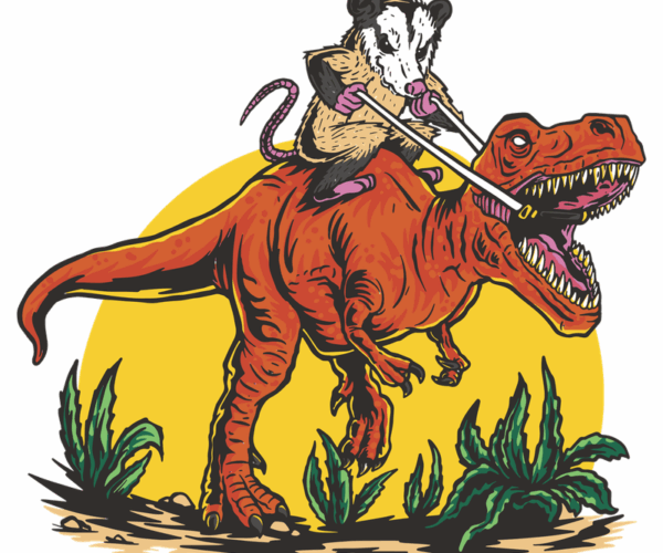 Opossum Riding T-Rex - Prehistoric Rodeo