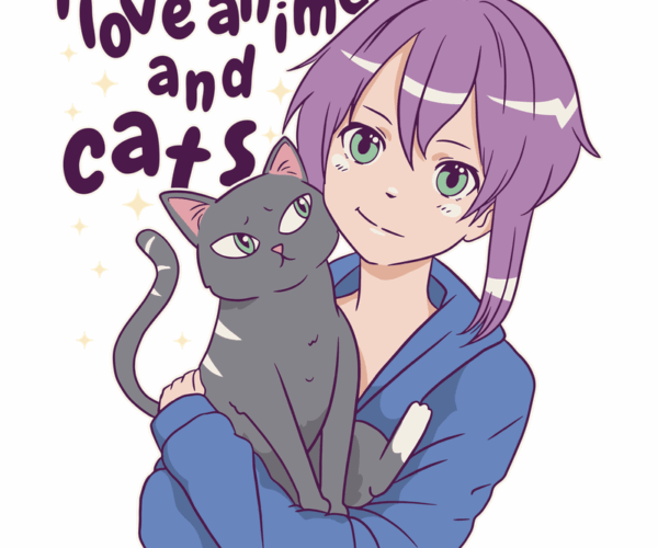 Anime Girl with Cat - Purrfect Passion