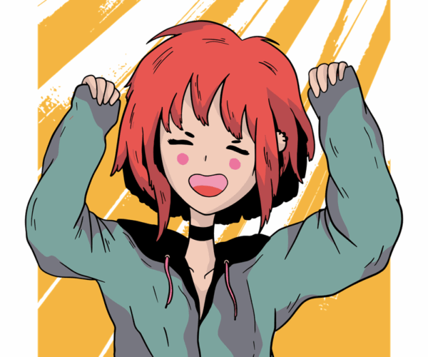Happy Anime Girl - Energetic Pop Art
