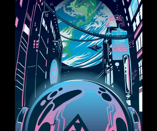 Cosmic Cityscape - Neon Dreams