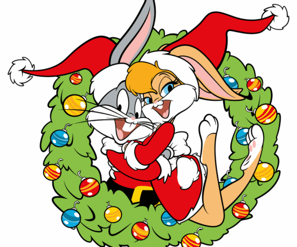Bugs Bunny and Lola Bunny Christmas Wreath Hug
