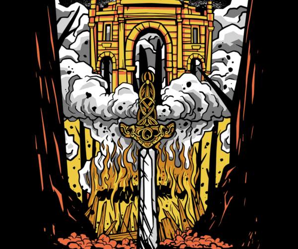 Flaming Sword of the Fallen Arch - Apocalyptic Fantasy
