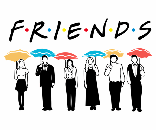 Friends Under Umbrellas - Rainy Day Vibe