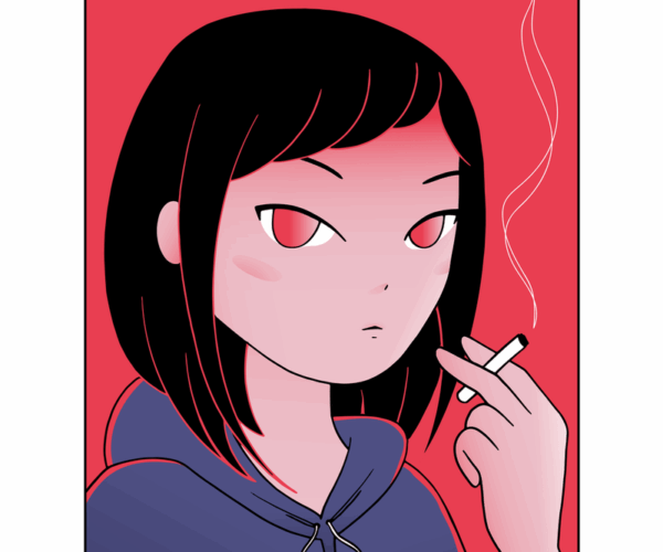 Smoking Girl - Retro Red