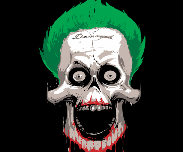 Damaged Joker Skull - Gritty Pop Art