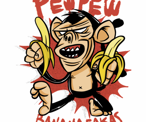 Banana Fanas Pew Pew Monkey -  Pop Art Primate
