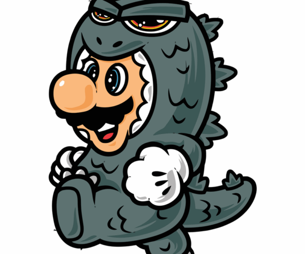 Mario in Godzilla Costume - Gamer Fusion