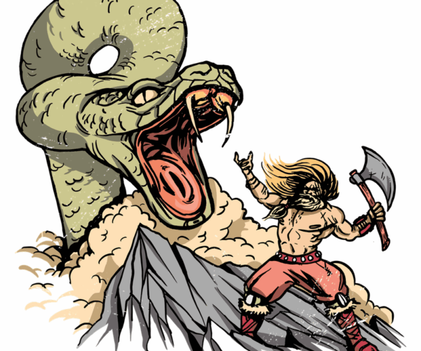 Viking vs. Serpent - Norse Mythology Battle