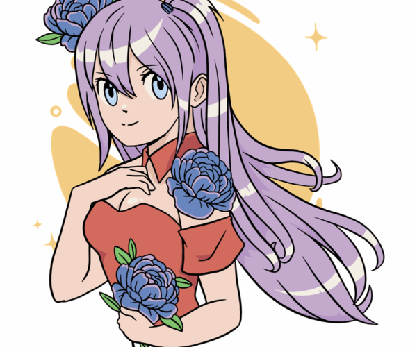 Floral Anime Girl - Pastel Dreams