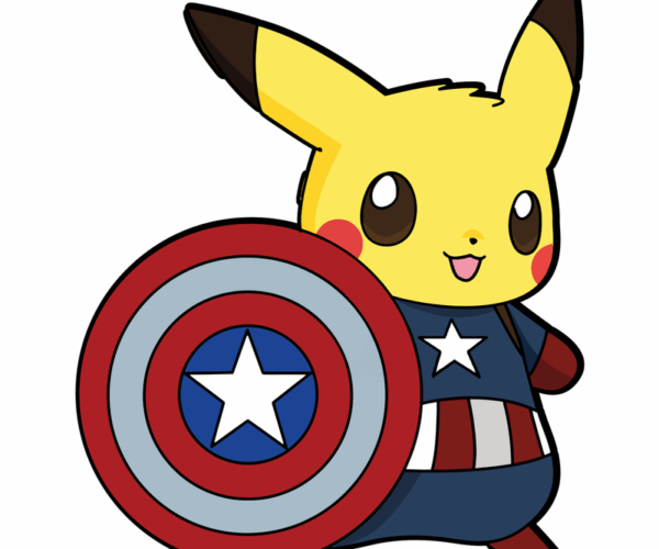 Pikachu Captain America - Superhero Fusion