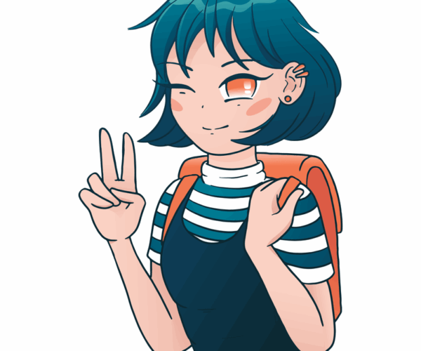 Anime Girl Peace Sign - Kawaii Backpack Edition