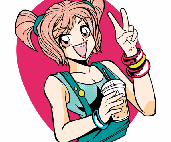 Bubble Tea Anime Girl - Peace Out