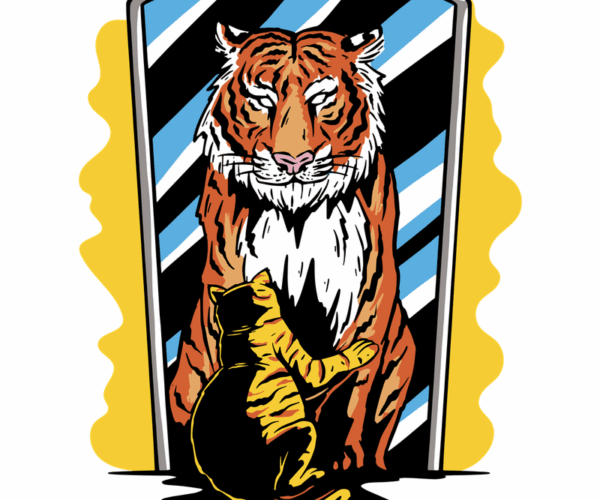 Tiger's Reflection - Feline Familiarity
