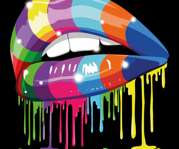 Melted Rainbow Lips - Pop Art Drip