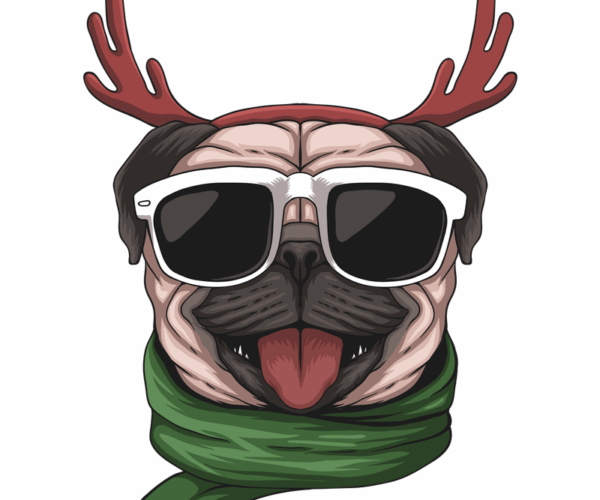 Christmas Pug - Reindeer Cool
