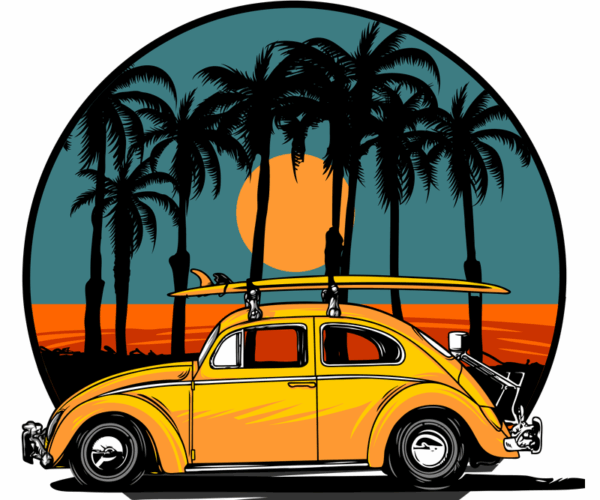 VW Beetle - Surfing Sunset