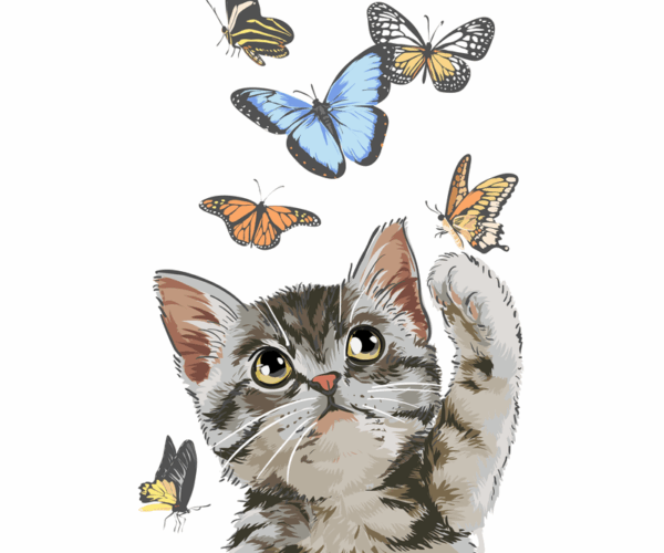 Kitten & Butterflies - Playful Pursuit