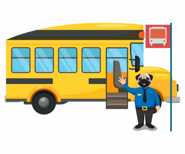 School Bus Driver Pug - Canine Commute