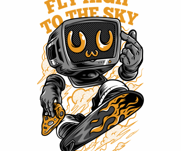 Retro TV Head - Sky Surfer