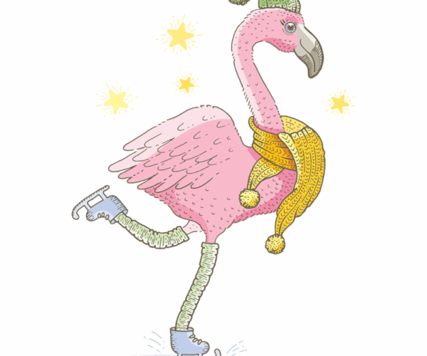 Ice Skating Flamingo - Winter Celebration