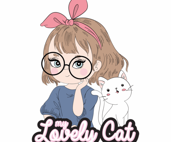 Girl and Cat - Kawaii Friendship