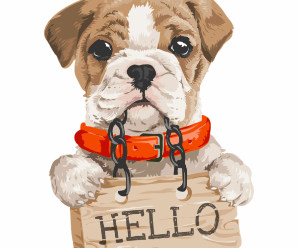 Bulldog Puppy - Hello Sign
