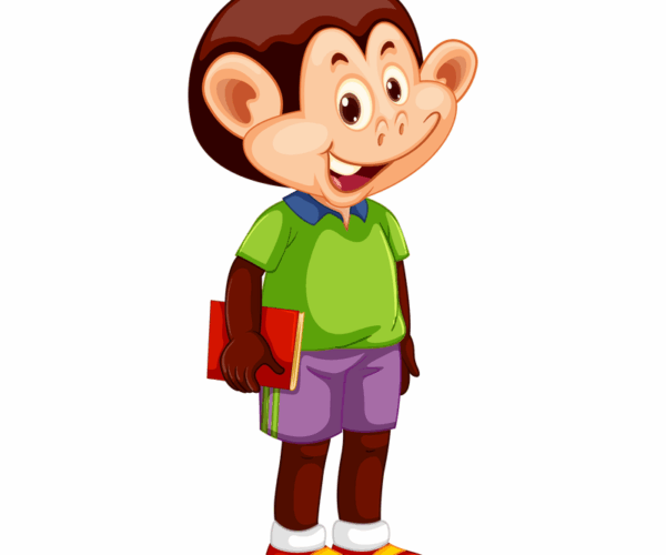 Monkey Student - Cartoon Illustration