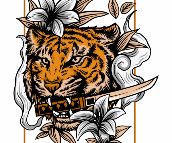 Samurai Tiger - Floral Warrior