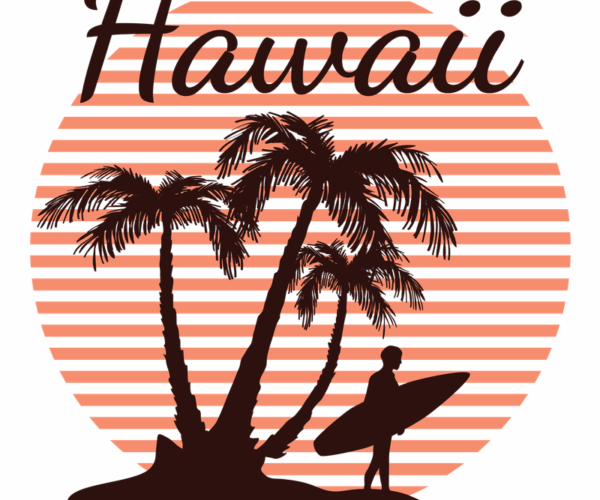 Hawaiian Sunset - Surfer Silhouette