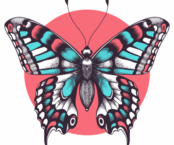 Psychedelic Butterfly - Colorful Elegance
