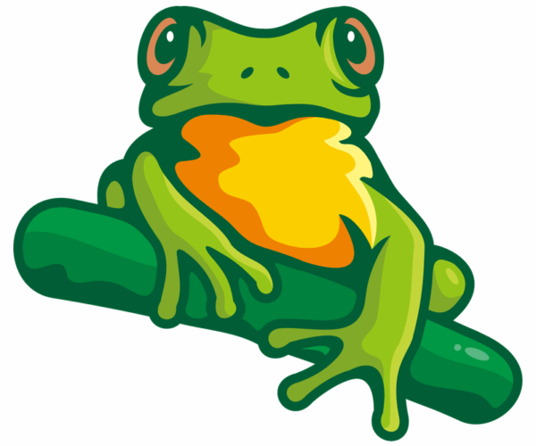 Perched Frog - Vibrant Mascot