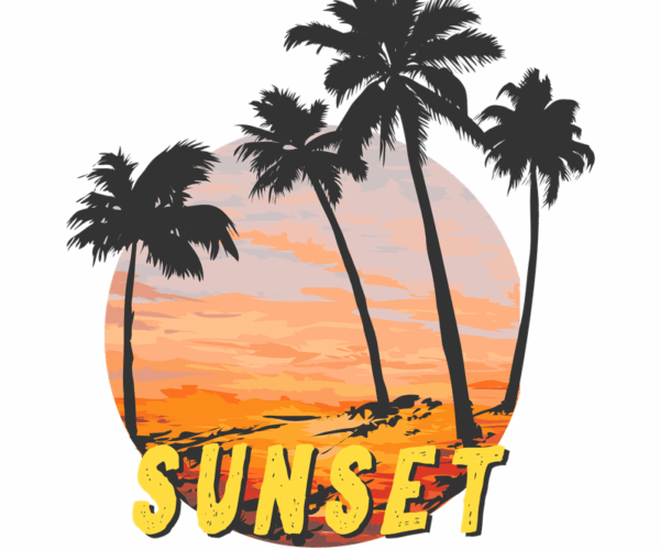 Sunset Silhouette - Palm Tree Paradise