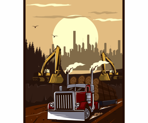 Urban Logging - Cityscape Silhouette