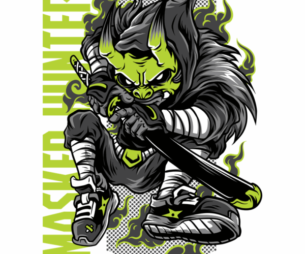 Masked Hunter - Oni Streetwear Design