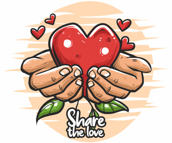 Sharing Love - Hand Held Heart