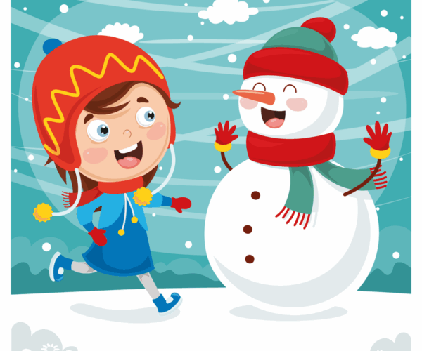 Winter Fun - Girl and Snowman