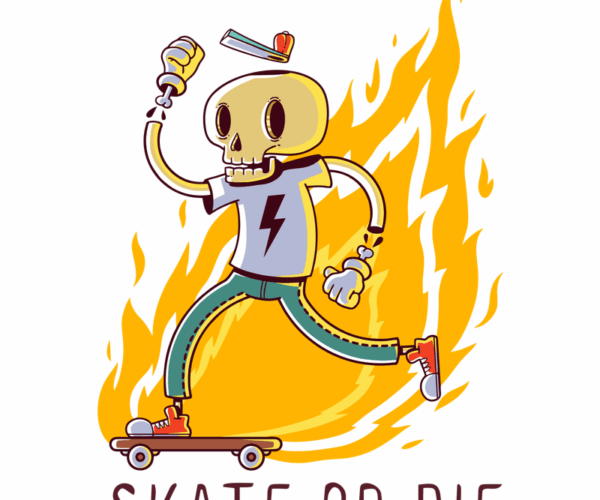 Skate Skeleton - Flaming Ride
