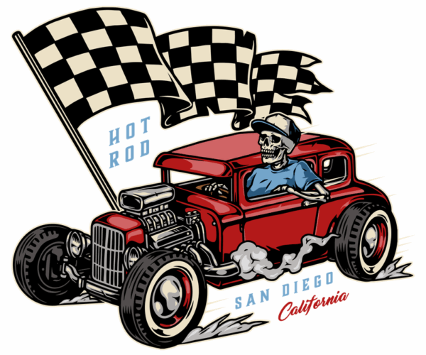 Hot Rod Skeleton - Checkered Fury