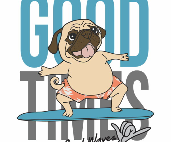 Surfing Pug - Beach Vibes