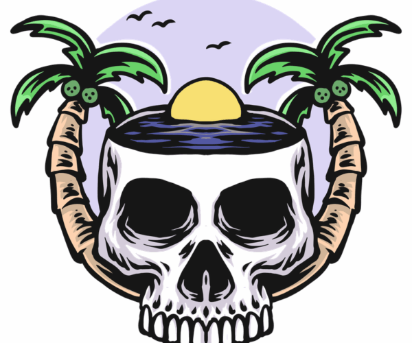 Skull Sunset - Tropical Dreamscape